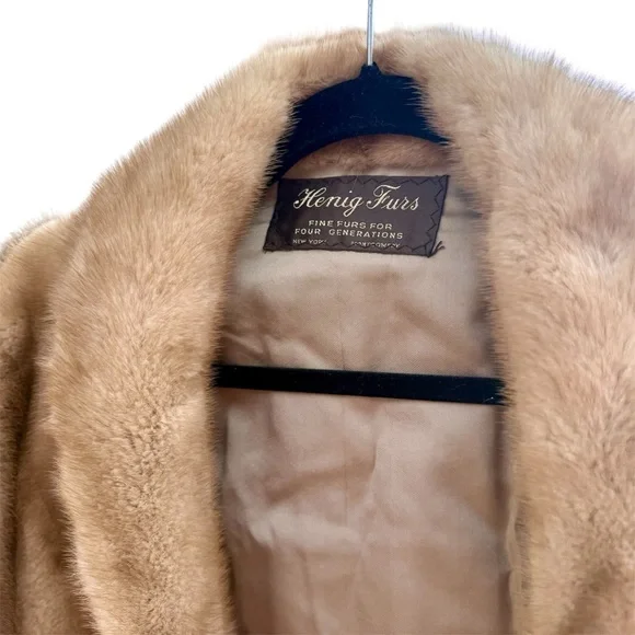 Mink stole wrap, light brown shawl collar vintage - Picture 13 of 15